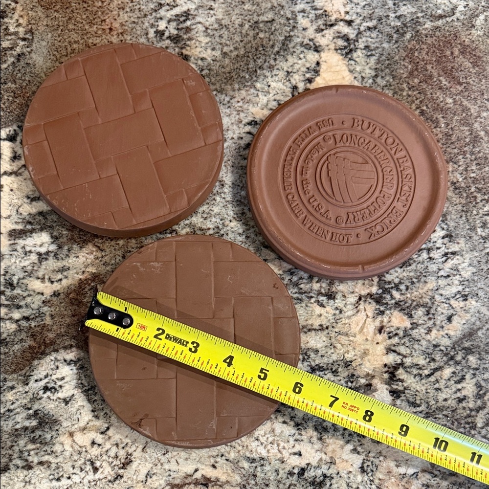 Longaberger Pottery Button Basket Brick - Set of 3